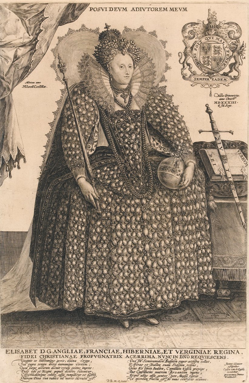 Erzsébet, angol királynő, 1603 körül (metszet) alkotó: Crispin I de Passe