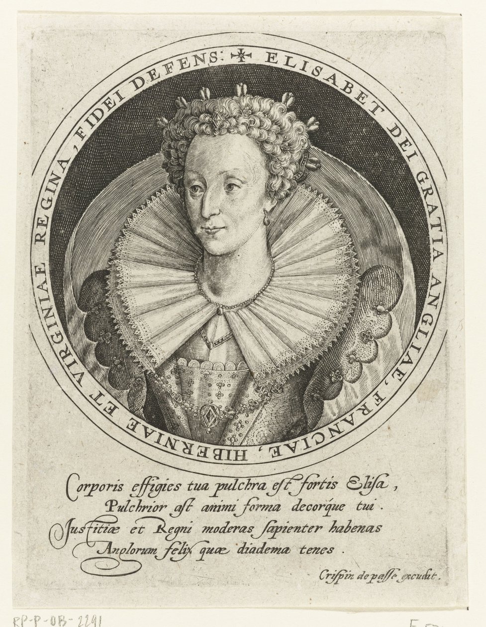 I. Erzsébet angol királynő portréja alkotó: Crispin I de Passe