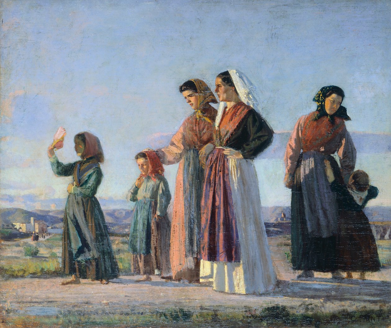 Visszatérés a miséről, 1865 körül, Cristiano Banti (1824-1904), olaj, vászon, 38x46 cm alkotó: Cristiano Banti