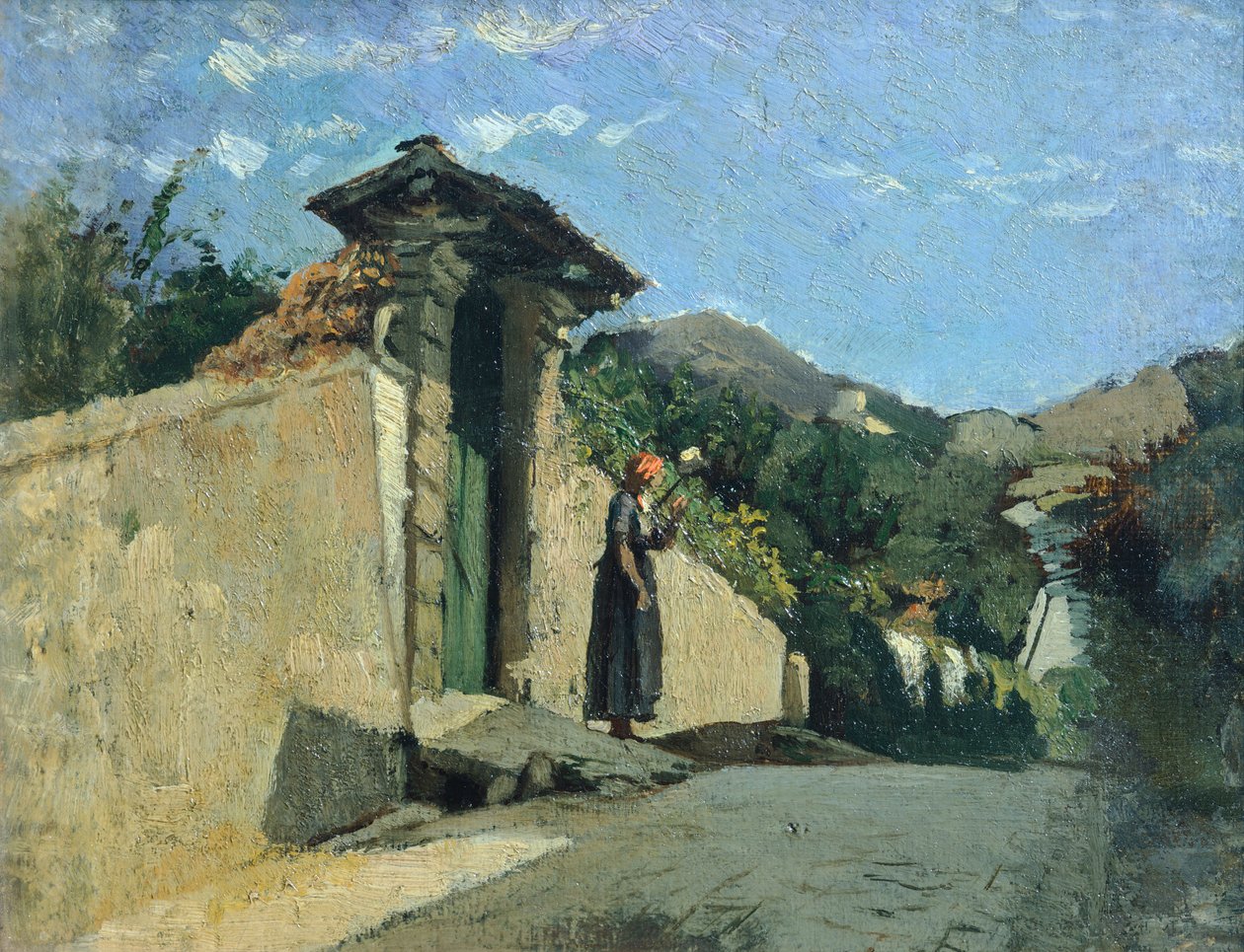 Cristiano Banti (1824-1904) tájtanulmány 1860 körül, olaj, vászon a fedélzeten alkotó: Cristiano Banti