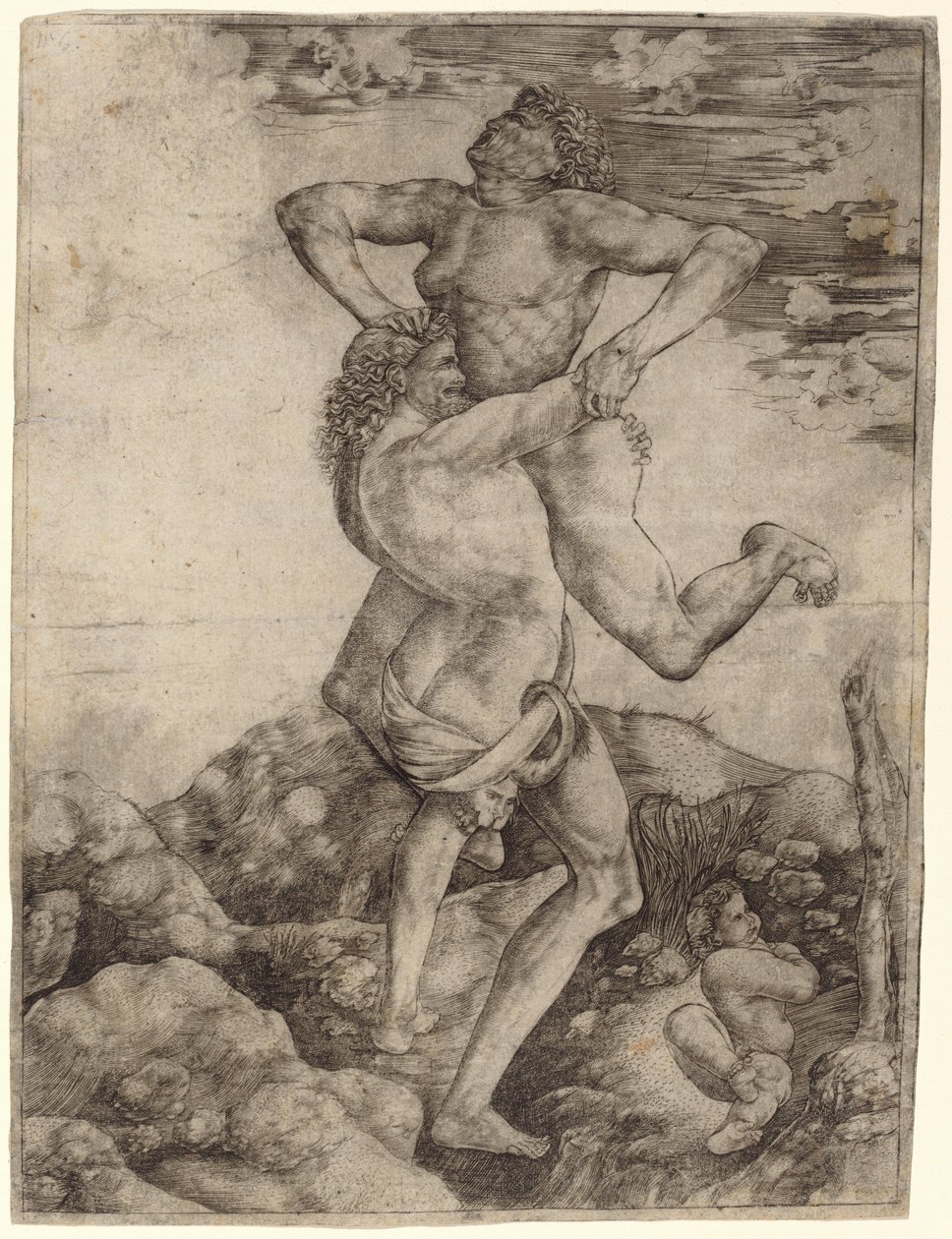Herkules és Antaeus alkotó: Cristofano Robetta, after Antonio del Pollaiuolo