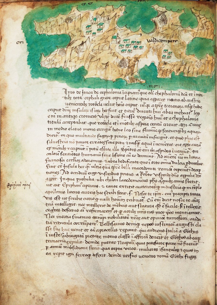 Ithaki térkép, 1420 körül (pergamen) alkotó: Cristoforo Buondelmonti