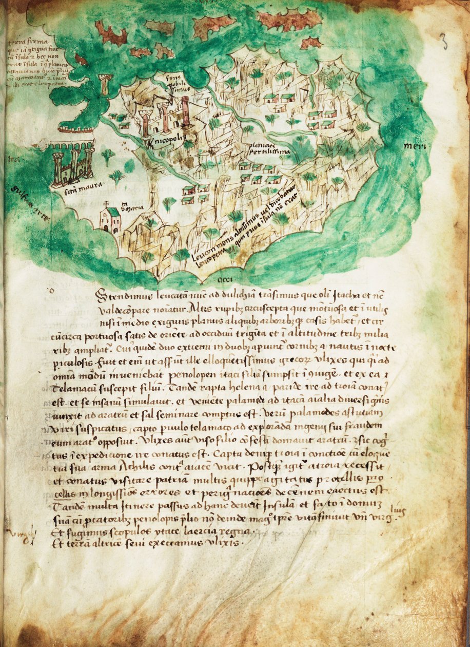 Paxos térképe, 1420 körül (pergamen) alkotó: Cristoforo Buondelmonti
