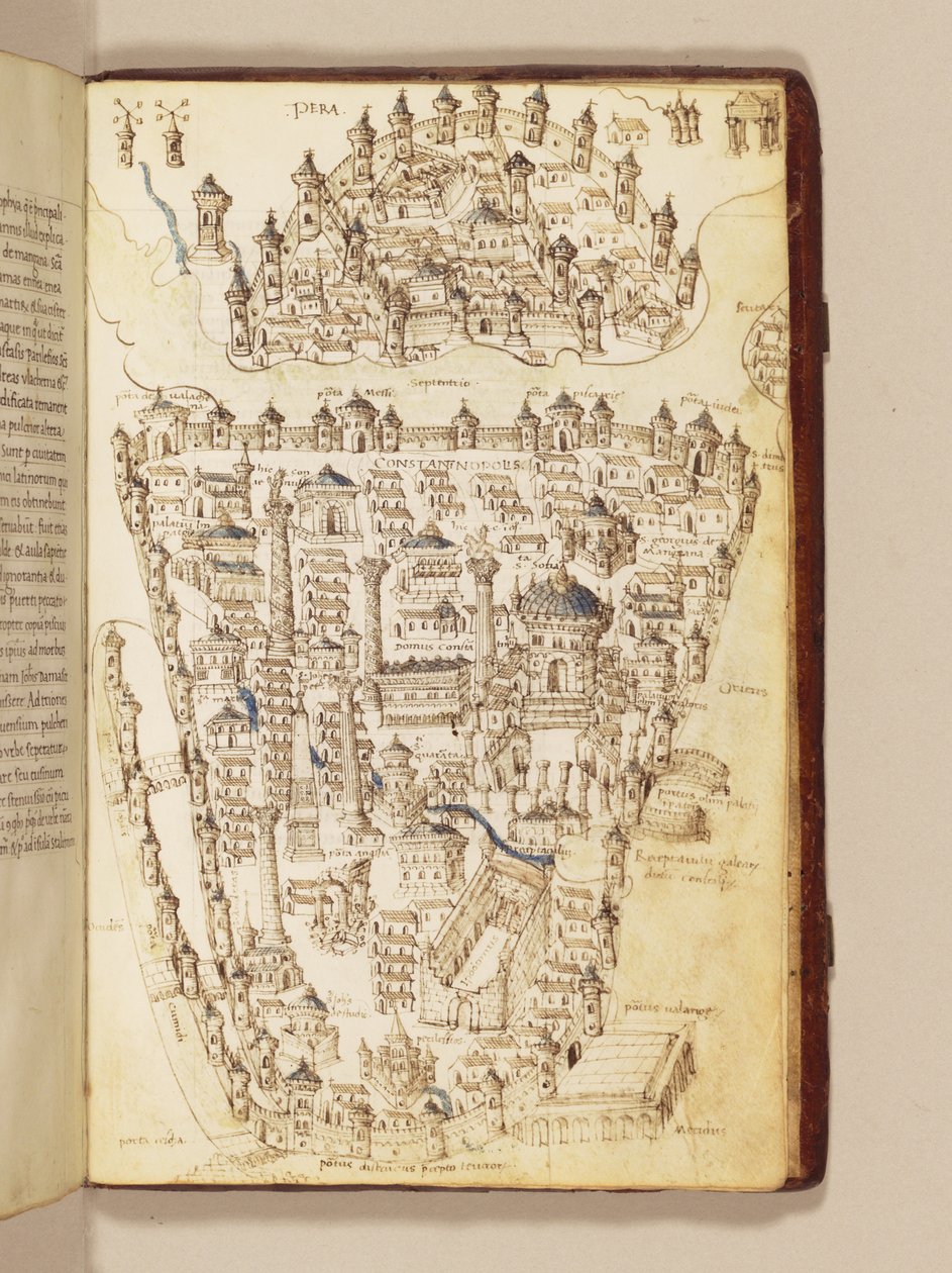 Konstantinápoly térképe, a "Liber Insularum Archipelagi" illusztrációja alkotó: Cristoforo Buondelmonti