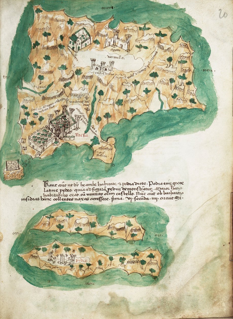 Naxos pergamentábla, 1420 körüli (pergamen) alkotó: Cristoforo Buondelmonti