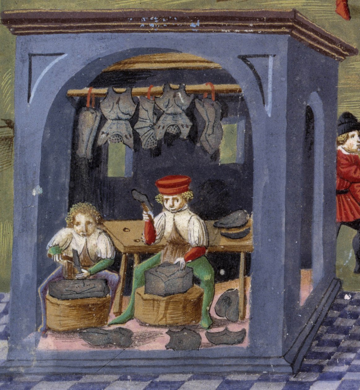 fegyverkovács a „” Hold hatása „” című művében: a kézművesek. Miniatűr Cristoforo de Predis (v. 1440-v. 1486) - a „” De Sphaera””” d