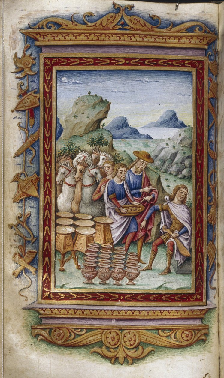 Akhilleusz megtagadja az ajándékokat Ovidius illusztrációja: A hősök, 1485-1499 alkotó: Cristoforo Majorana
