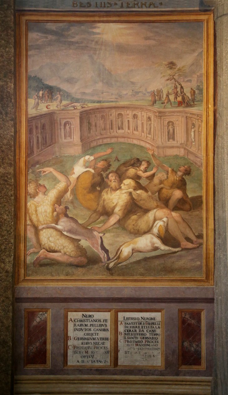 A szentek, esetleg Gervais és Protais, az állatokra vetve alkotó: Cristoforo and Tempesta, Antonio Roncalli