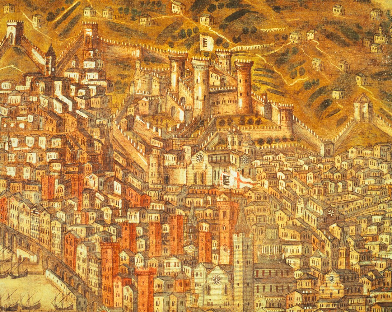 Genova és várának kilátása (részlet) 1597 (olaj, vászon) alkotó: Cristoforo de Grassi