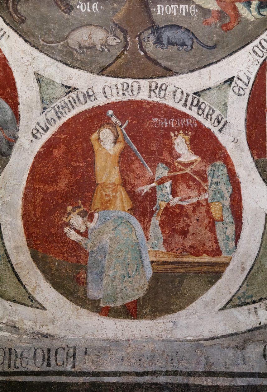 Cyrus perzsa király halála, részlet a Barlaam kereke című képből. alkotó: Cristoforo di & Piero Meo di Bindoccio