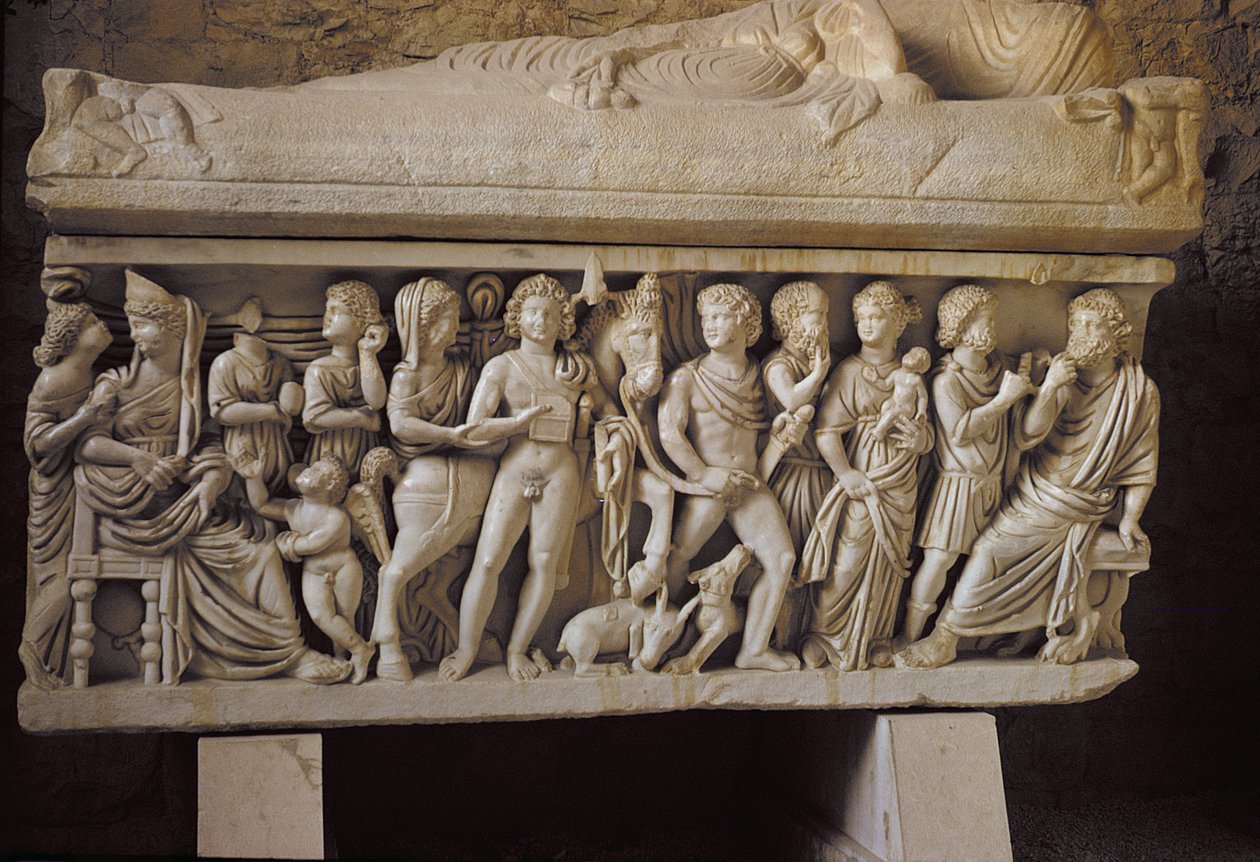 Hippolytus és Phaedra, részlet egy szarkofág oldaláról alkotó: Croatian School