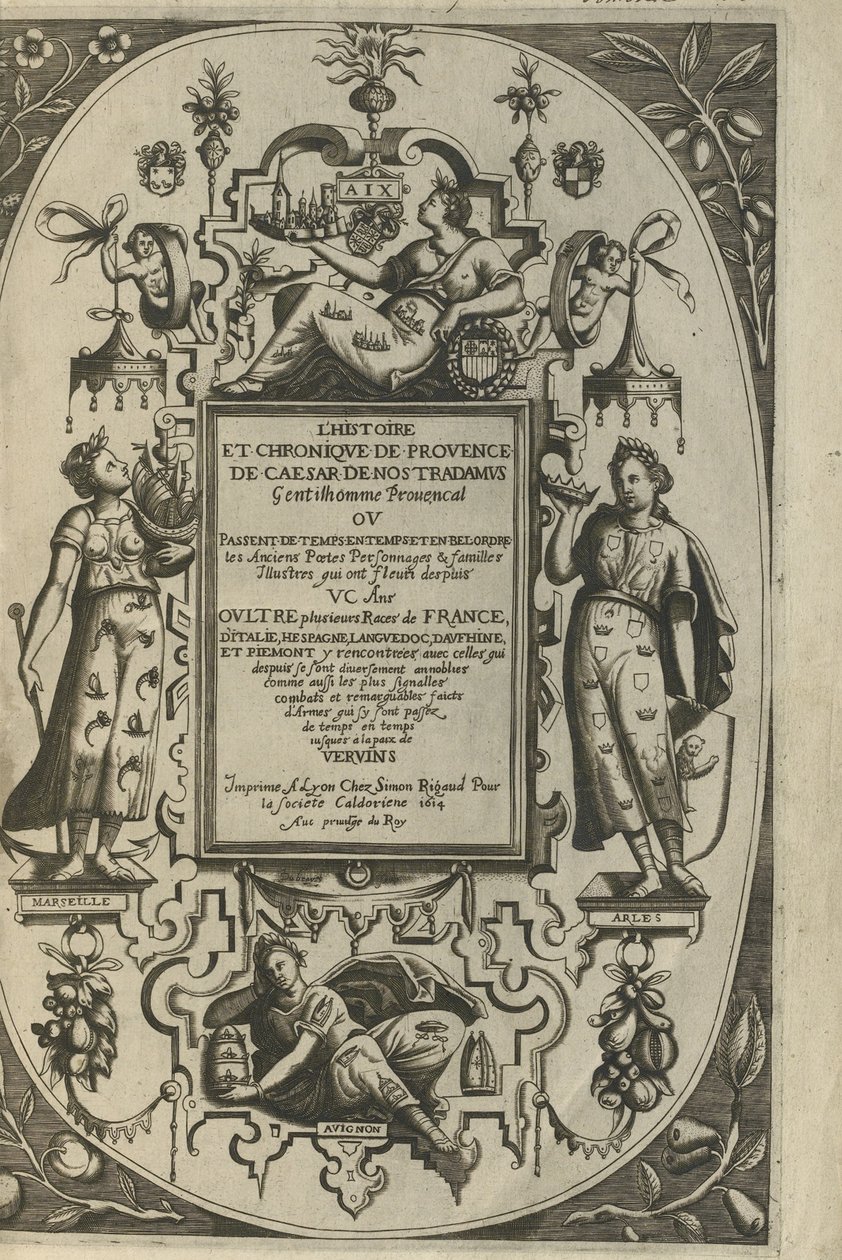 Provence története és krónikája címlapja, 1614 alkotó: César de Nostredame