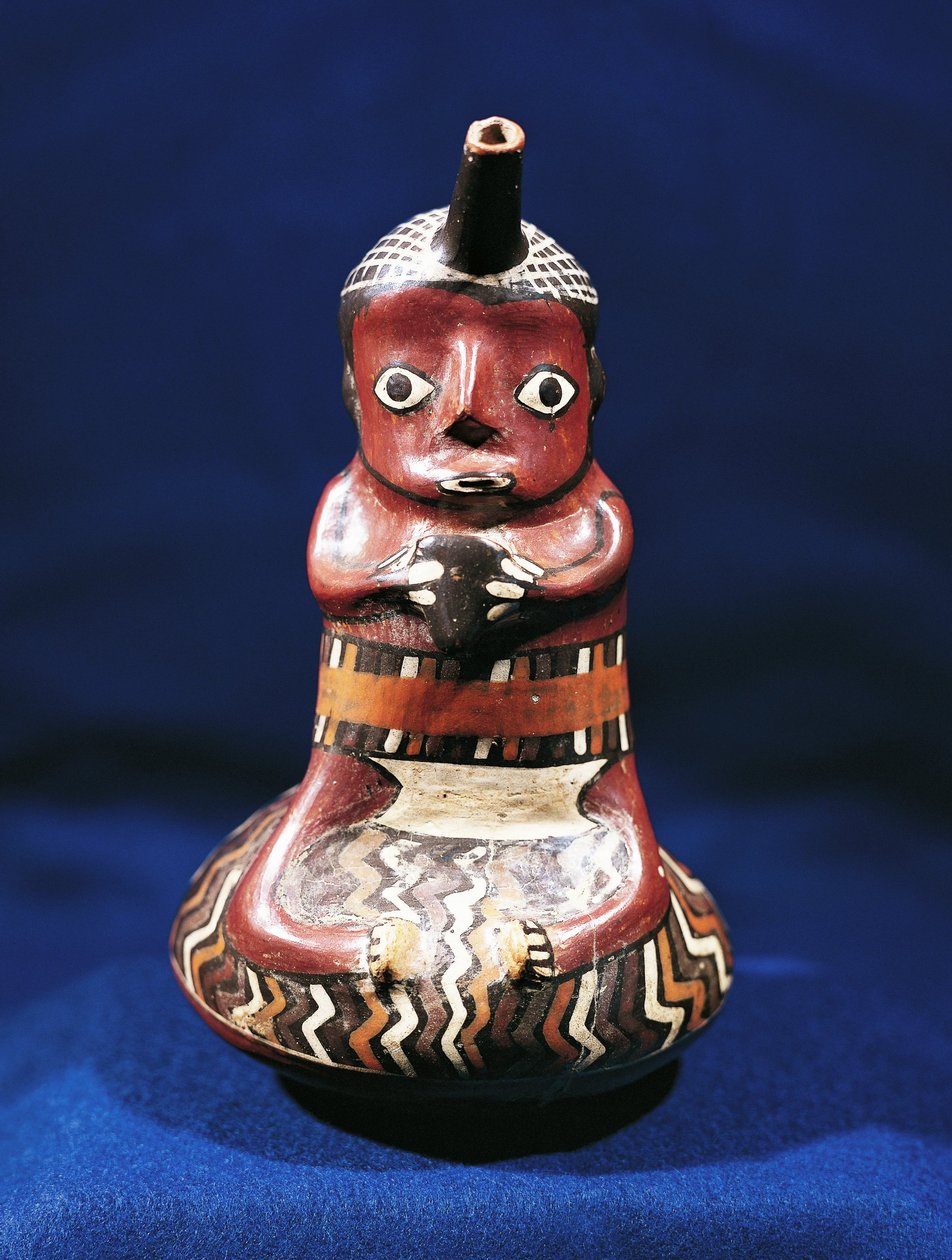 Zenei alany antropomorf edénye, Peru (polikróm terrakotta) alkotó: Culture Nazca