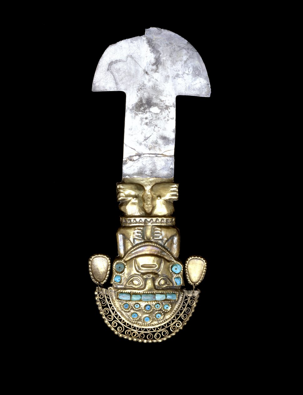Szertartásos tumi, középsikán korszak, 900-1100 (arany, ezüst és türkiz) alkotó: Culture Sicán