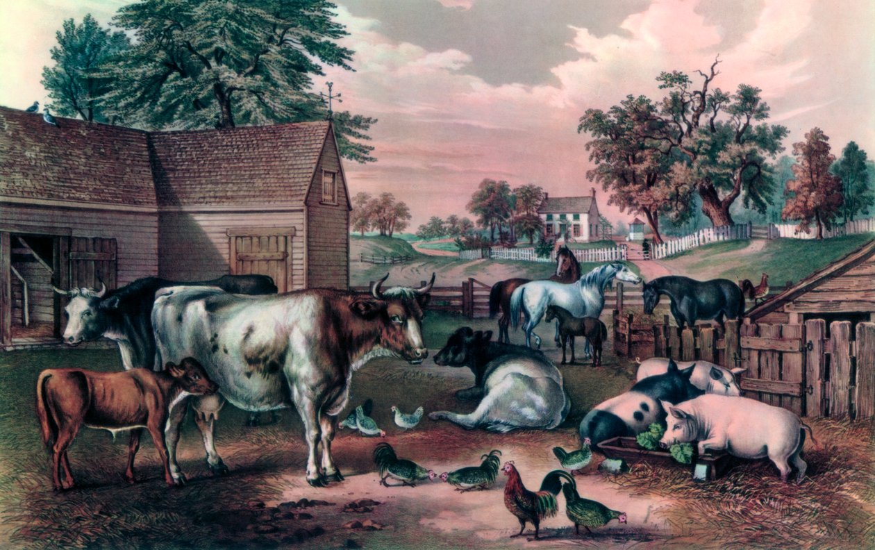 American Farm Yard in the Evening, 1857 alkotó: Currier and Ives