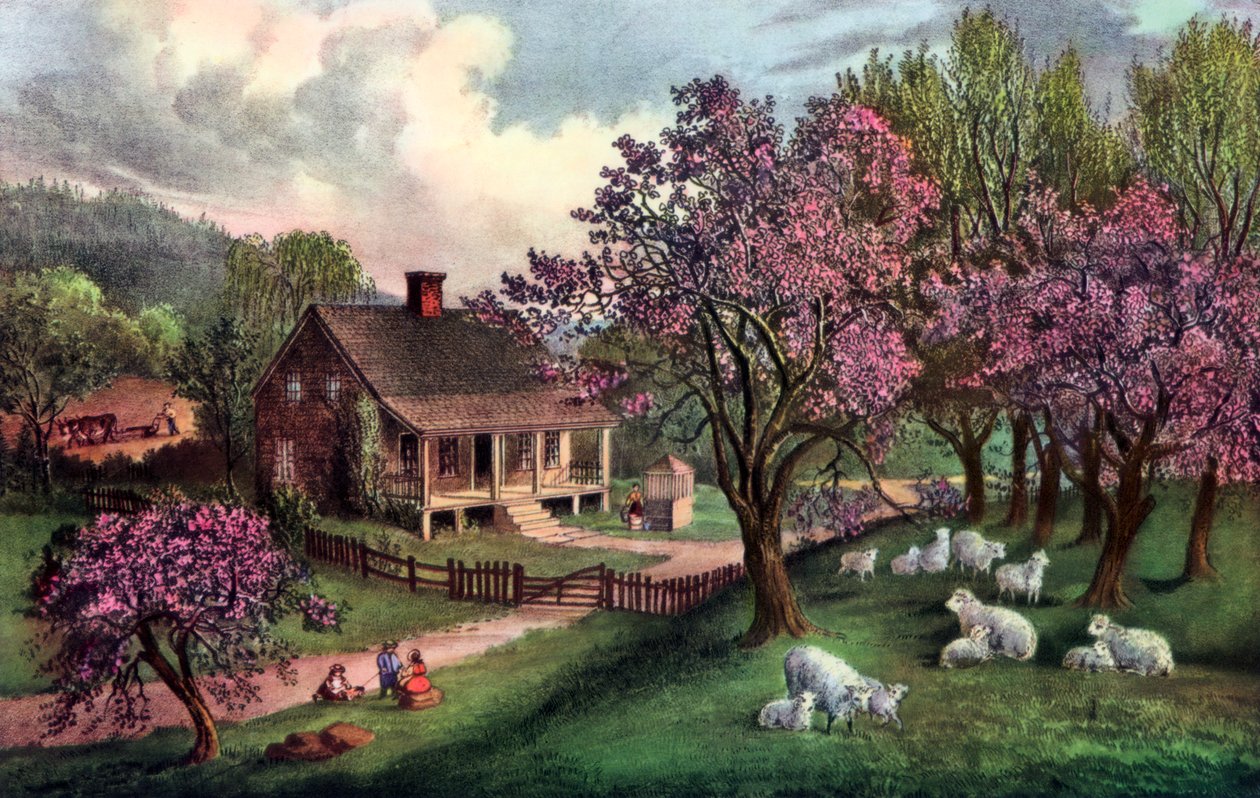 Amerikai tanya tavasszal, 1869 alkotó: Currier and Ives