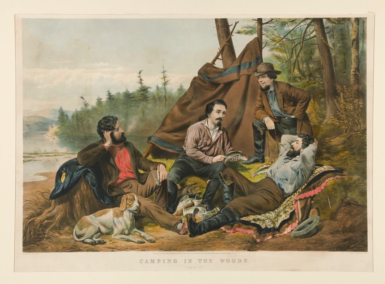 Kemping az erdőben. alkotó: Currier and Ives