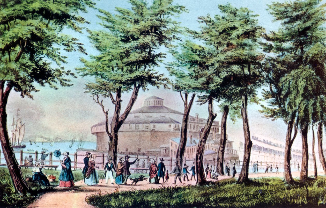 Castle Garden from the Battery, New York, 1848 alkotó: Currier and Ives