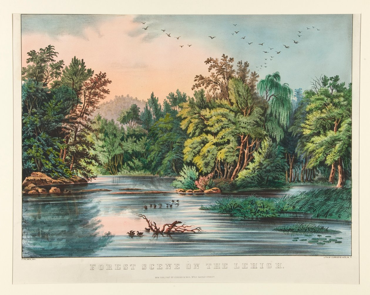 Erdei jelenet a Lehigh-en alkotó: Currier and Ives