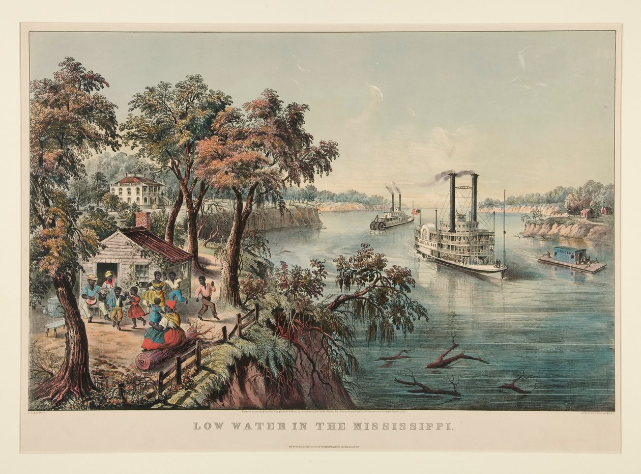 Alacsony vízszint a Mississippiben alkotó: Currier and Ives