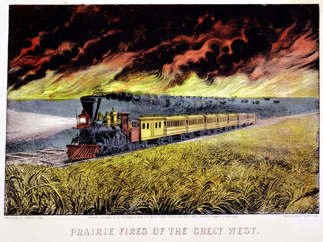 Prairie Fires of the Great West, USA, 1871 alkotó: Currier and Ives