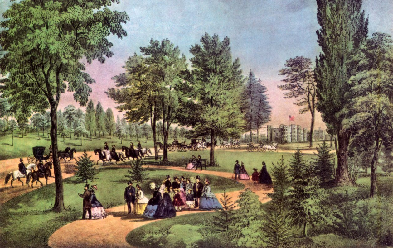The Drive, Central Park, 1862. alkotó: Currier and Ives