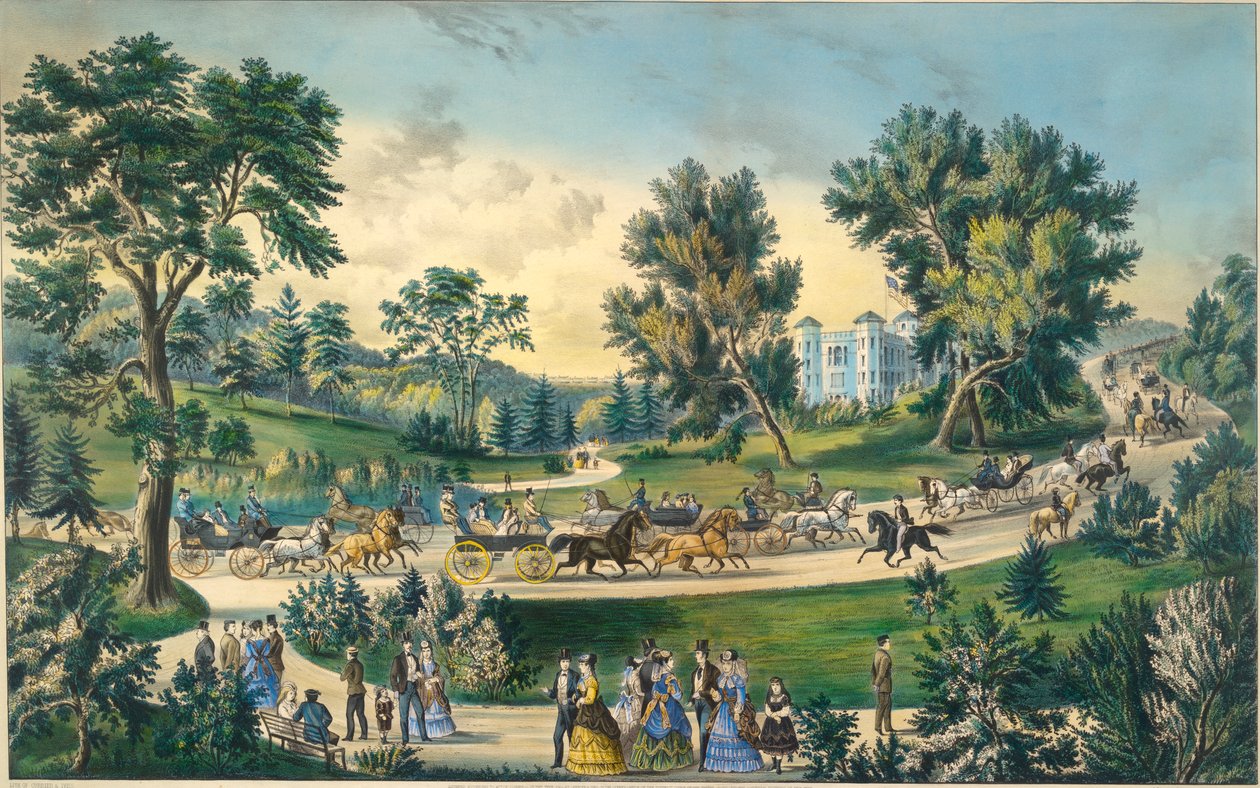 The Grand Drive, Central Park N.Y. alkotó: Currier and Ives