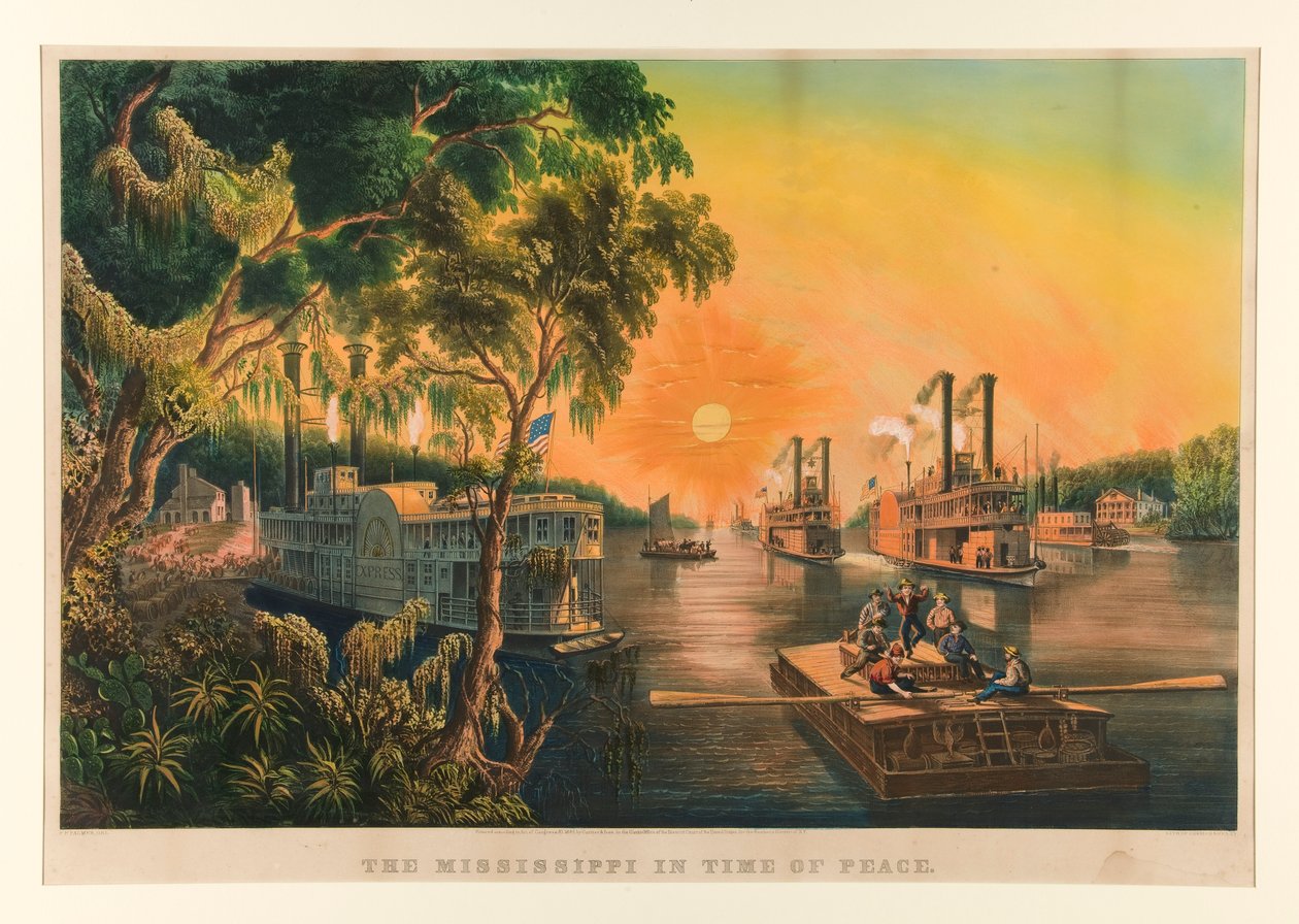 Mississippi a béke idején. alkotó: Currier and Ives