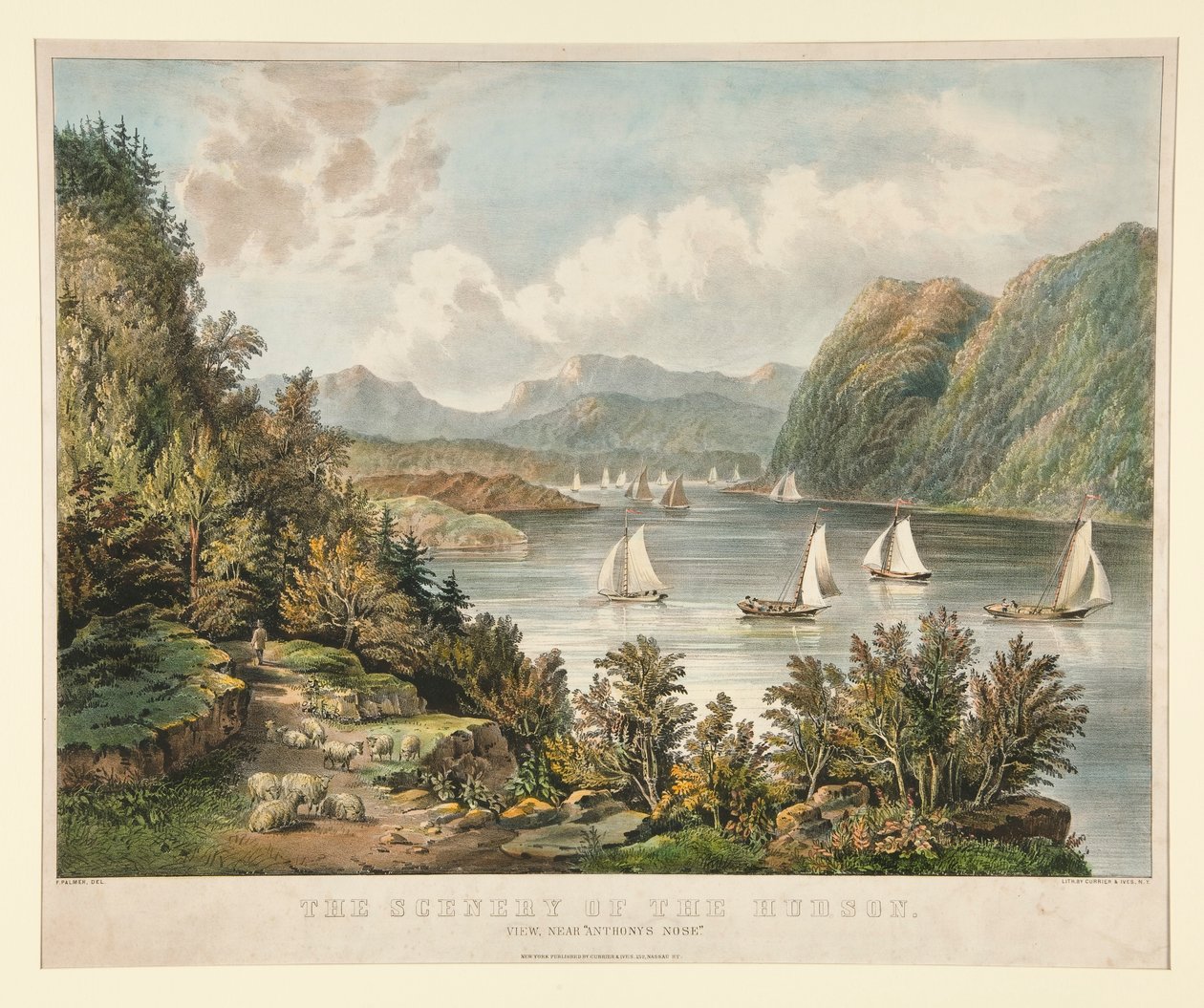 A Hudson díszlete. Kilátás, Közel alkotó: Currier and Ives