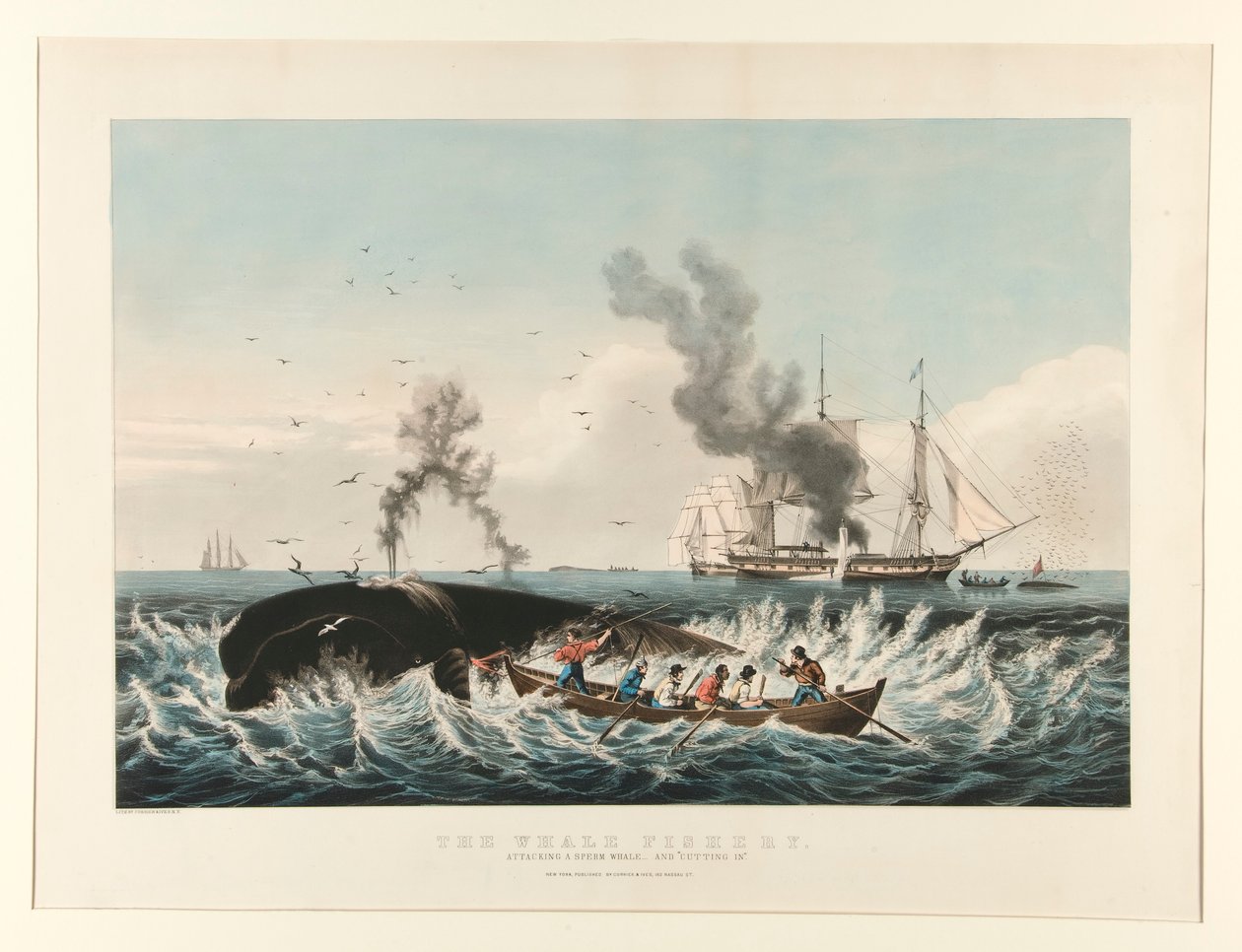 A bálnahalászat:/ Sperma bálna megtámadása alkotó: Currier and Ives