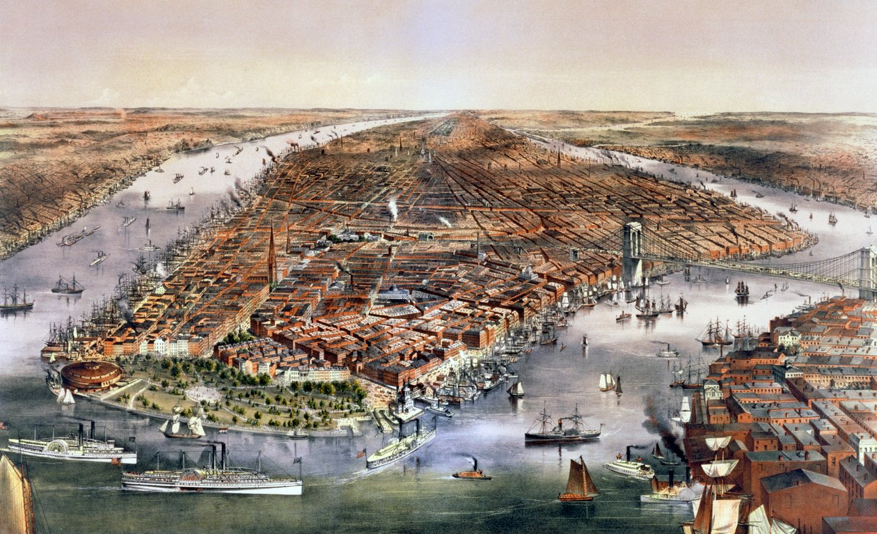 New York városa, USA, 1870 alkotó: Currier and Ives