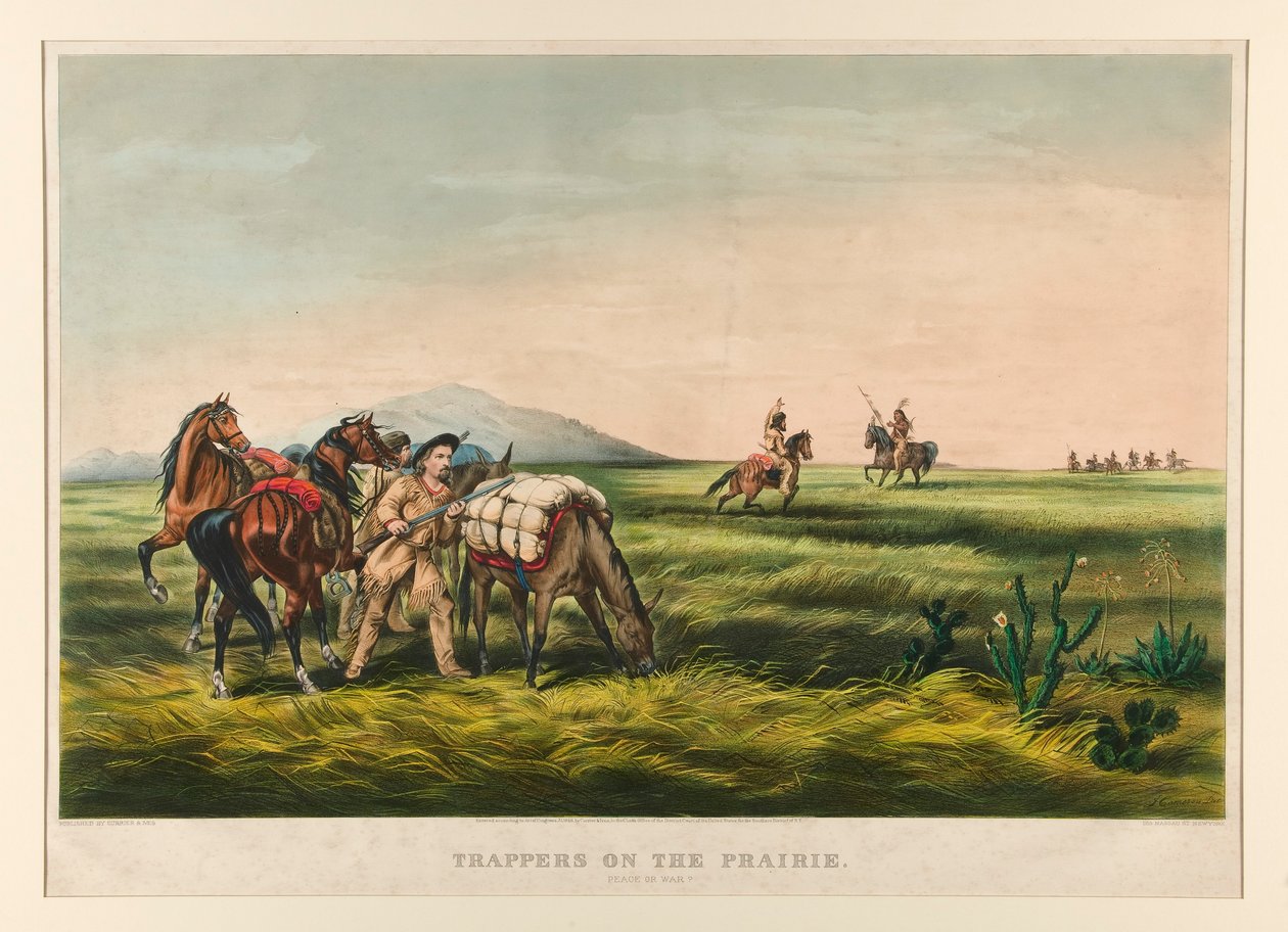 Csapdák a prérin / Béke vagy háború? alkotó: Currier and Ives