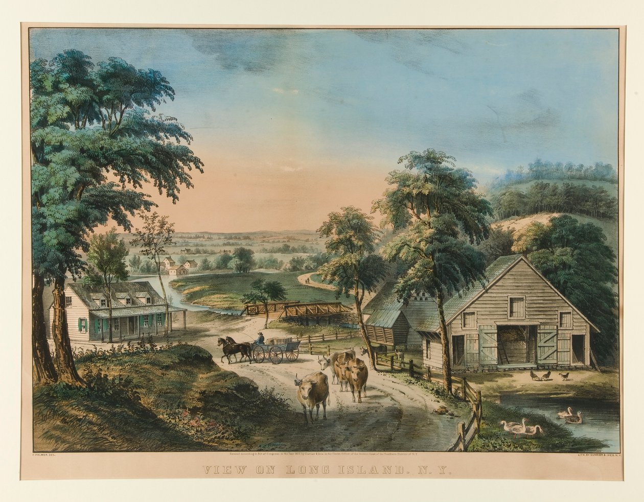Kilátás Long Islandre, NY. alkotó: Currier and Ives