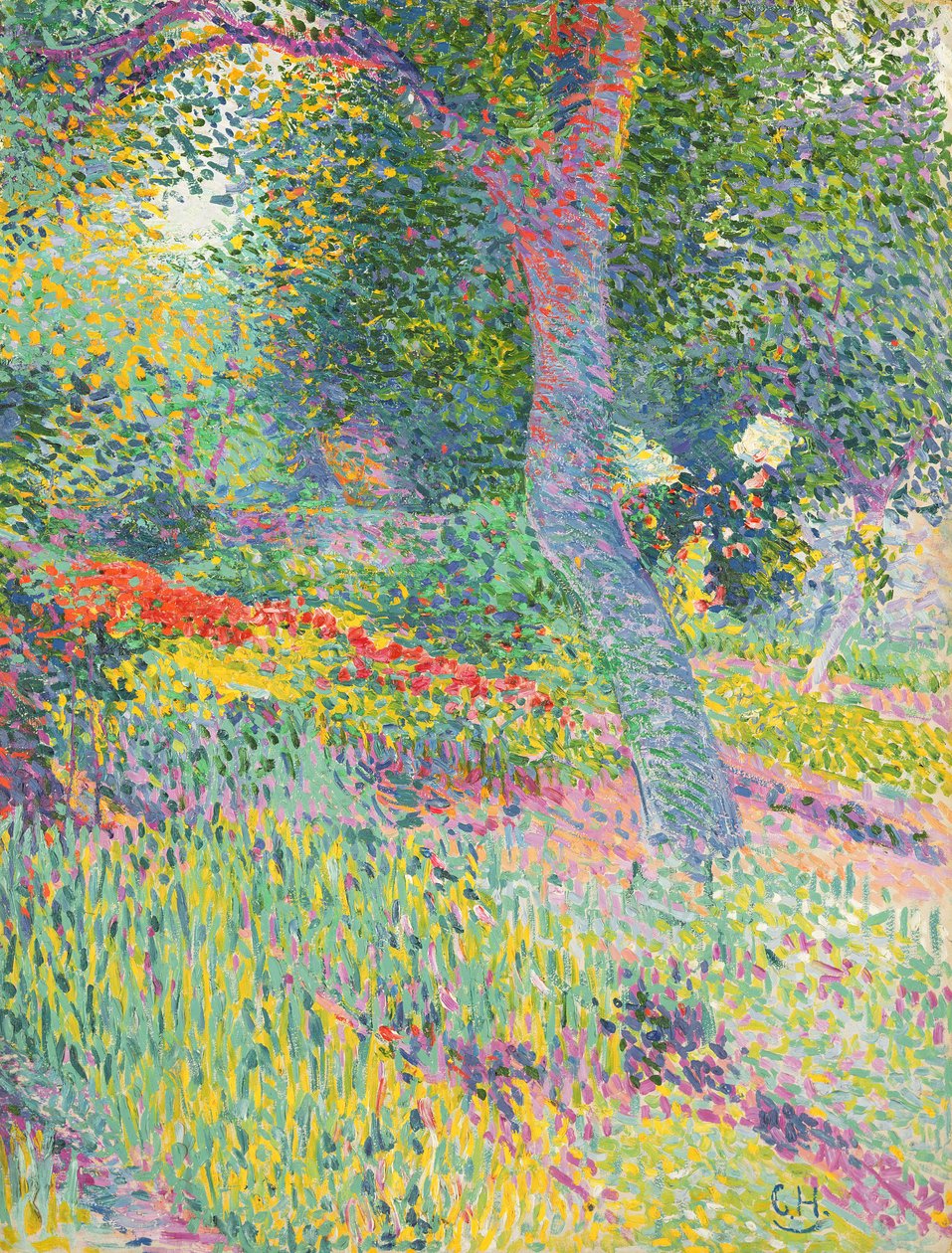 A Pretzfeld-kastély kertjében, 1903 körül (olaj a kártyán) alkotó: Curt Herrmann