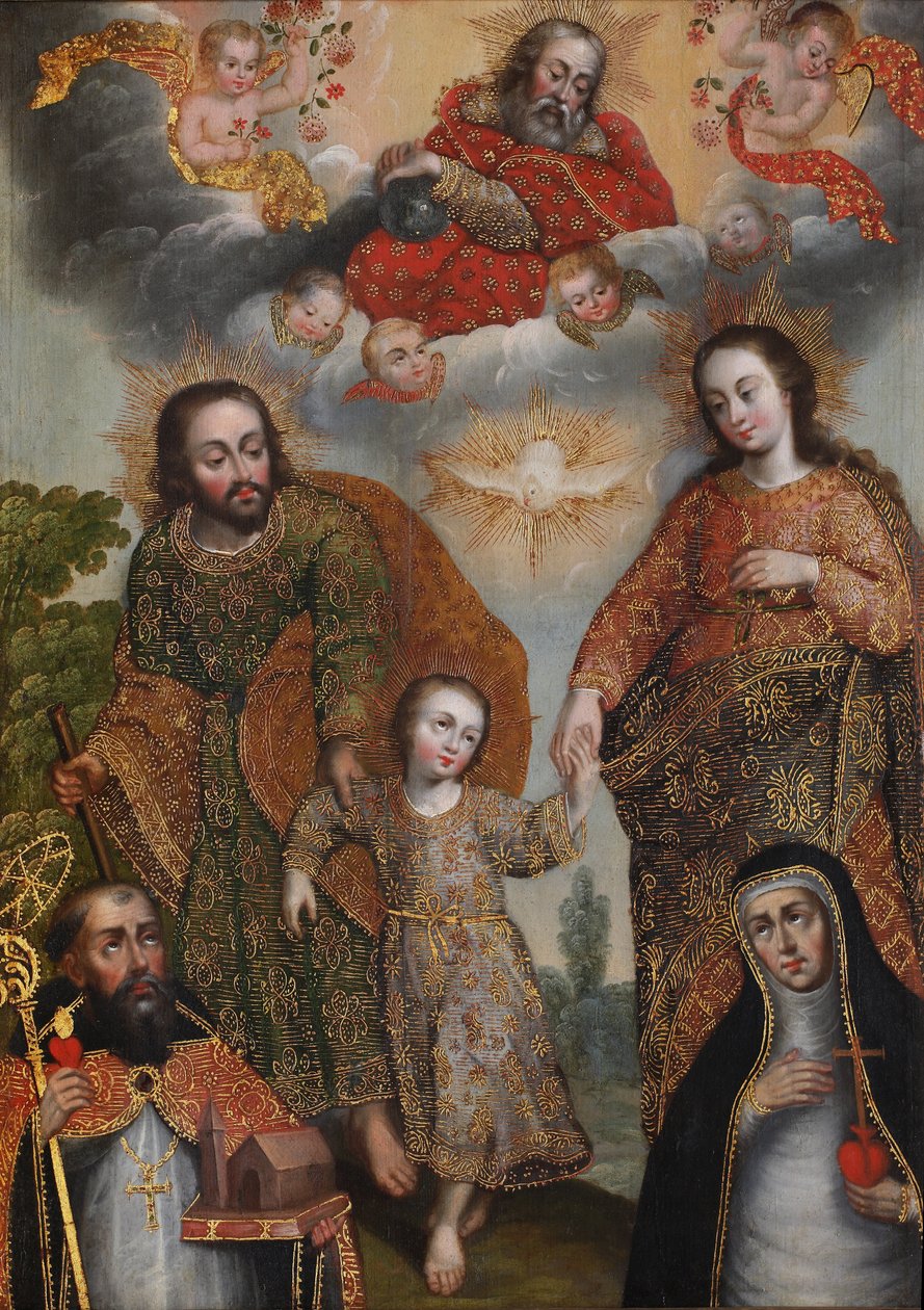 Kettős Szentháromság Szent Ágoston és Sienai Szent Katalin társaságában alkotó: Cuzco School