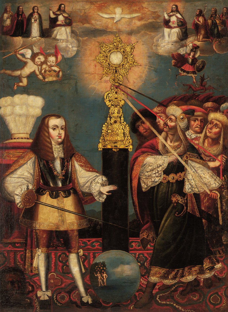 II. Károly az Eucharisztia védelmében, 17. század vége alkotó: Cuzco School