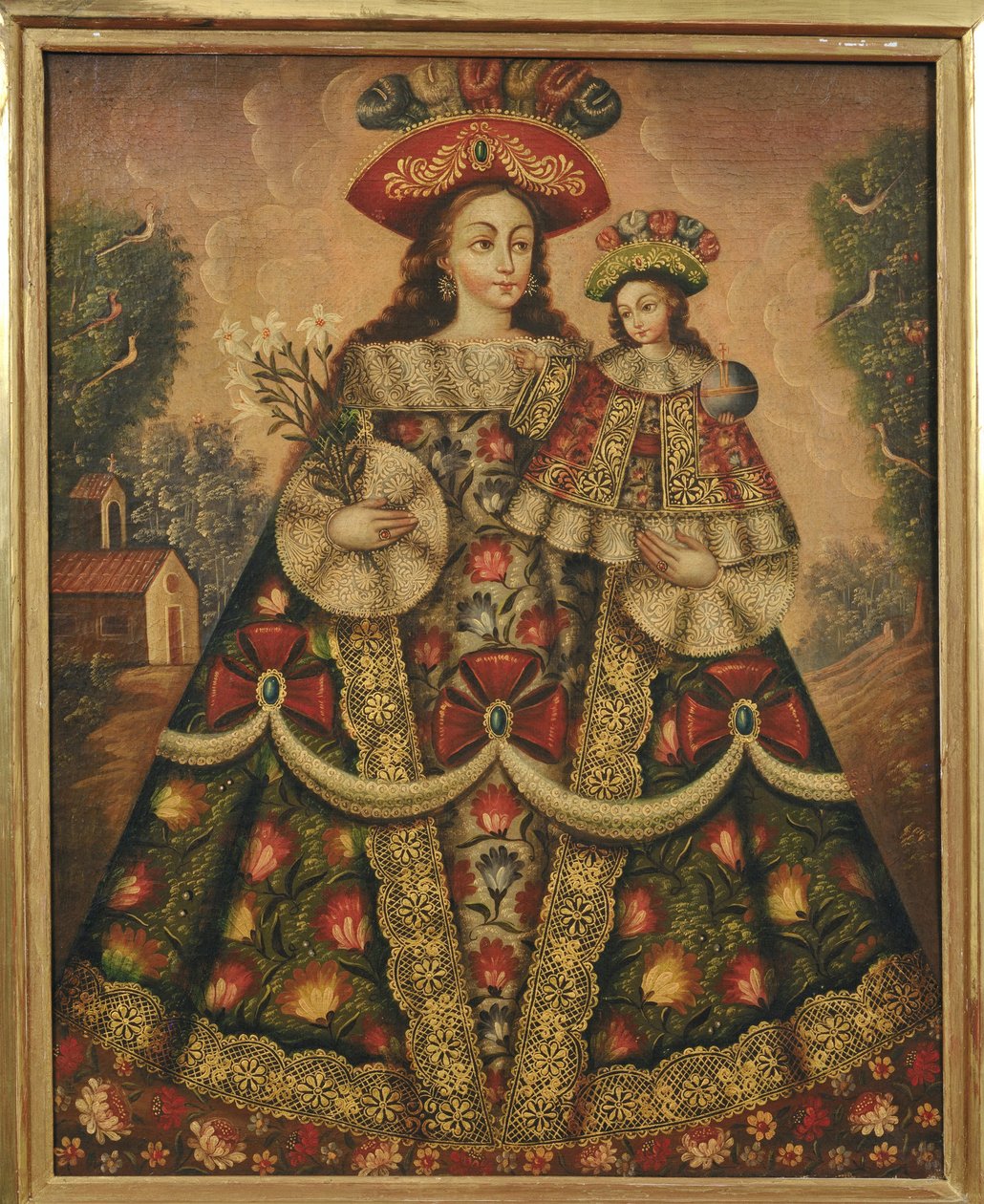 A zarándokok Szűzanyja és gyermeke alkotó: Cuzco School