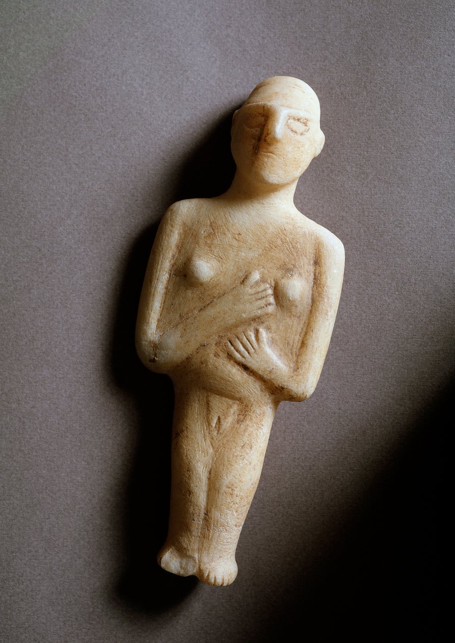 Női bálvány, sematikus figura, fehér márvány, ie 3200-2000 alkotó: Cycladic Cycladic