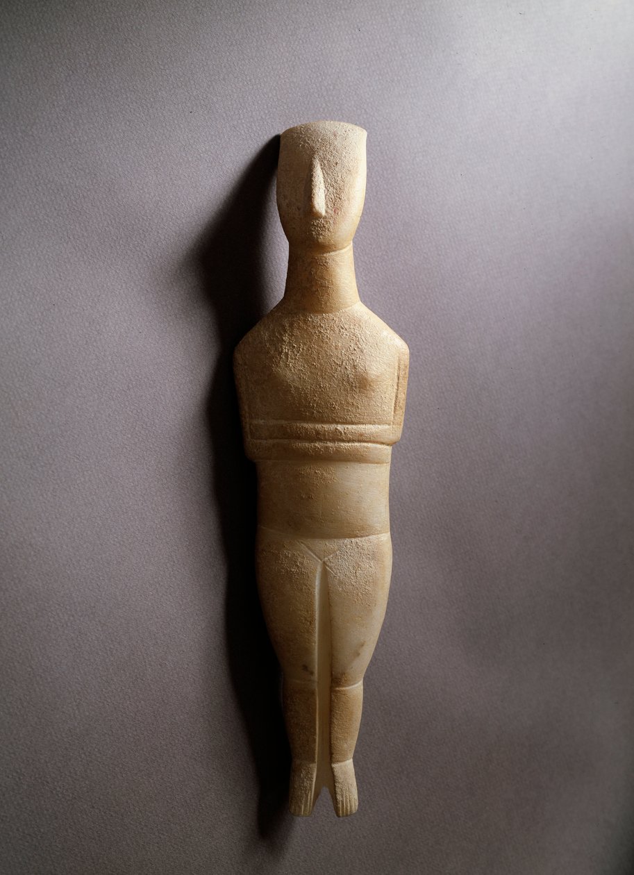 Sematikus női figura, fehér márvány okker inkrusztációkkal, ie 3200-2000 alkotó: Cycladic Cycladic