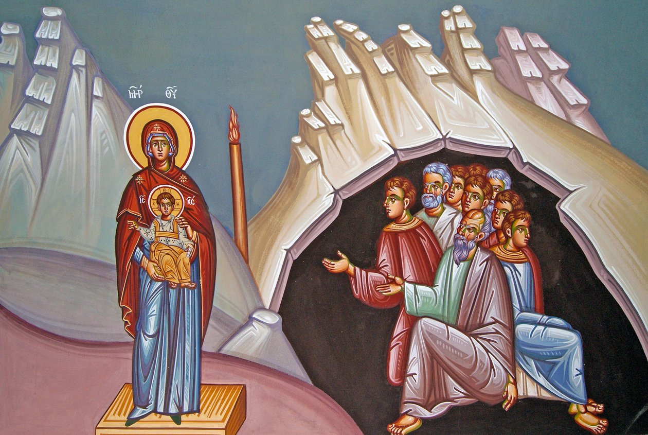 Madonna és gyermek falfestménye, Kykkos kolostor, Ciprus alkotó: Cypriot