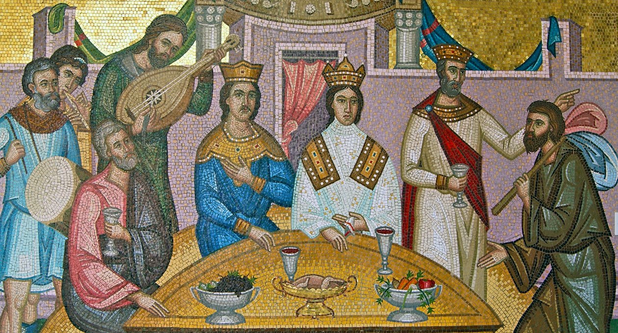 Alexios I Komnenos és Irene Doukaina királyi esküvője, Kykkos kolostor, Troodos-hegység, Ciprus (mozaik) alkotó: Cypriot