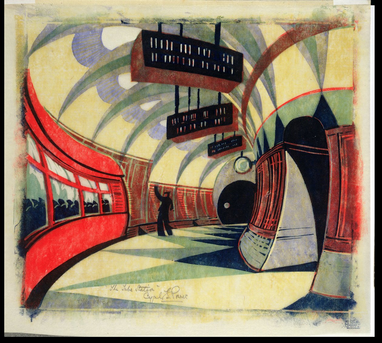 The Tube Train, 1932 körül (linómetszet) (lásd még: 246012) alkotó: Cyril Edward Power