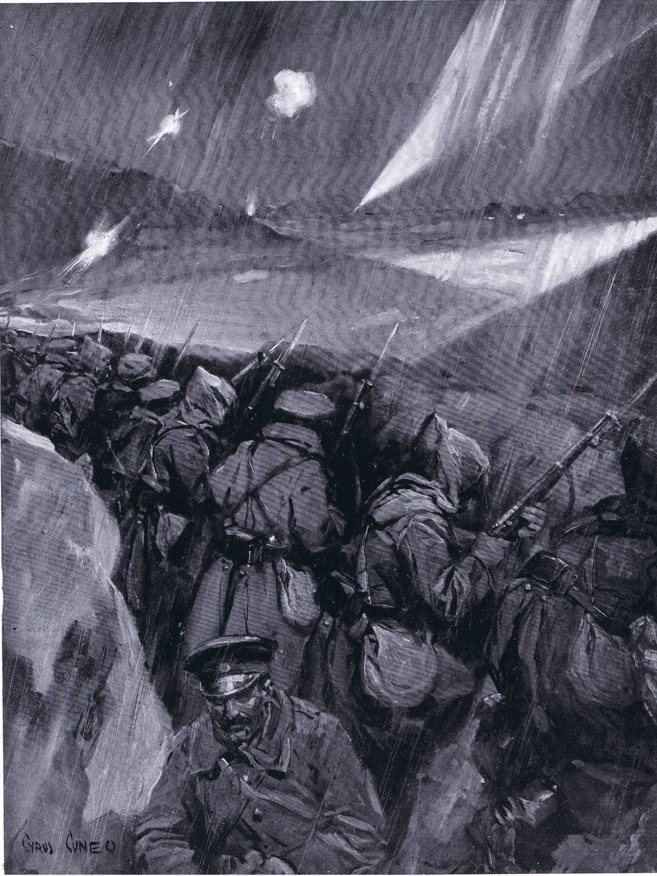 Adrianopolyt ostromló bolgárok (1912-1913) Balkán háború, Hutchinson A nemzetek története című művéből (4. kötet), a Hutchinson kiadásában, c. 1920 (litó) alkotó: Cyrus Cuneo