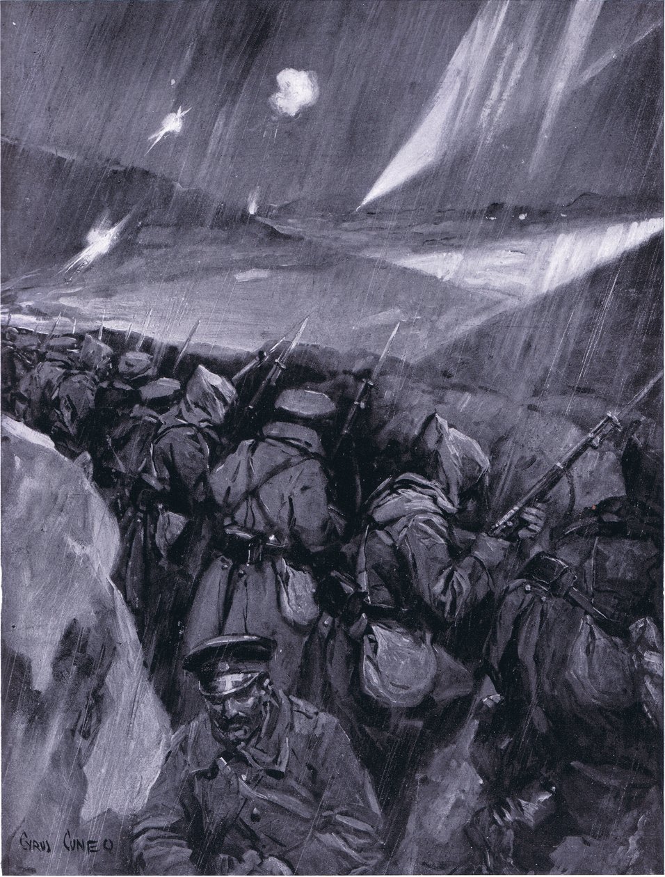 Az Adrianopolyt ostromló bolgárok 1912-1913, illusztráció Hutchinson nemzetek története, 4. kötet, 1920-as évek alkotó: Cyrus Cuneo