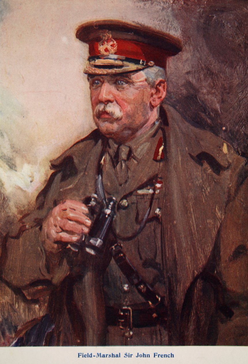 Sir John French tábornagy, illusztráció a "Told in the Huts: The YMCA Gift Book" című könyvből, 1916-ban alkotó: Cyrus Cuneo