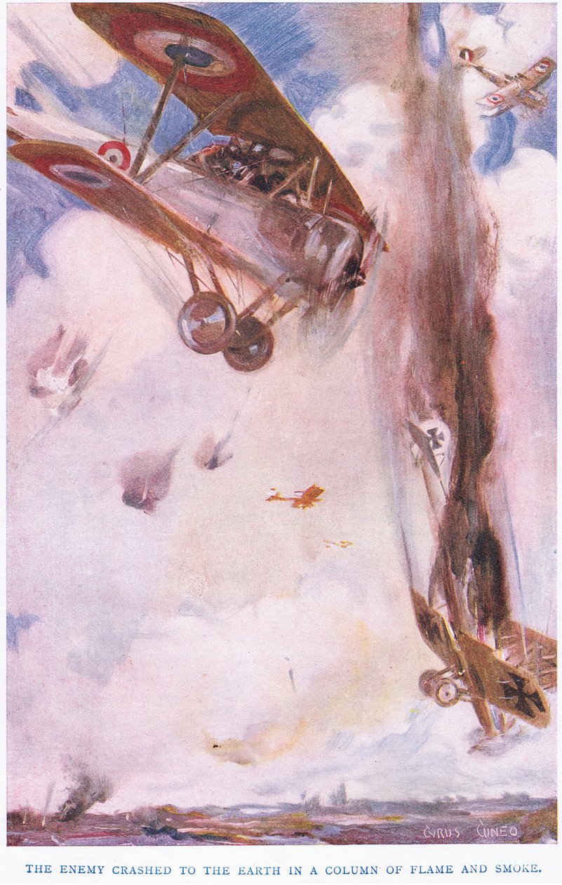 Az ellenség egy füstoszlopban zuhant a földre (színes litho) alkotó: Cyrus Cuneo