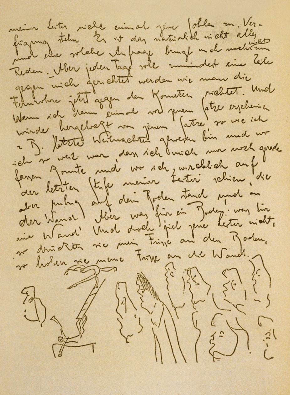 Franz Kafka kézirata, 1910 körül (tinta, papír) alkotó: Czech School
