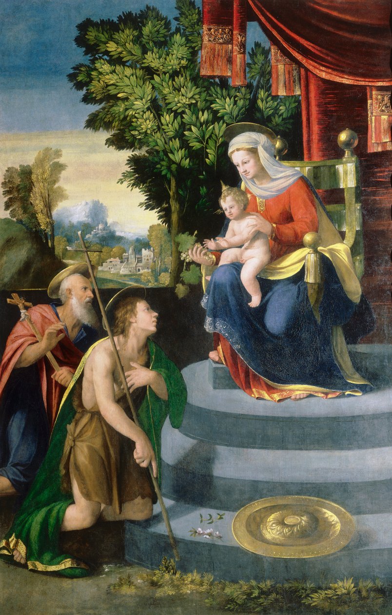 Madonna trónolt és szentek alkotó: D. and Garofalo Dossi
