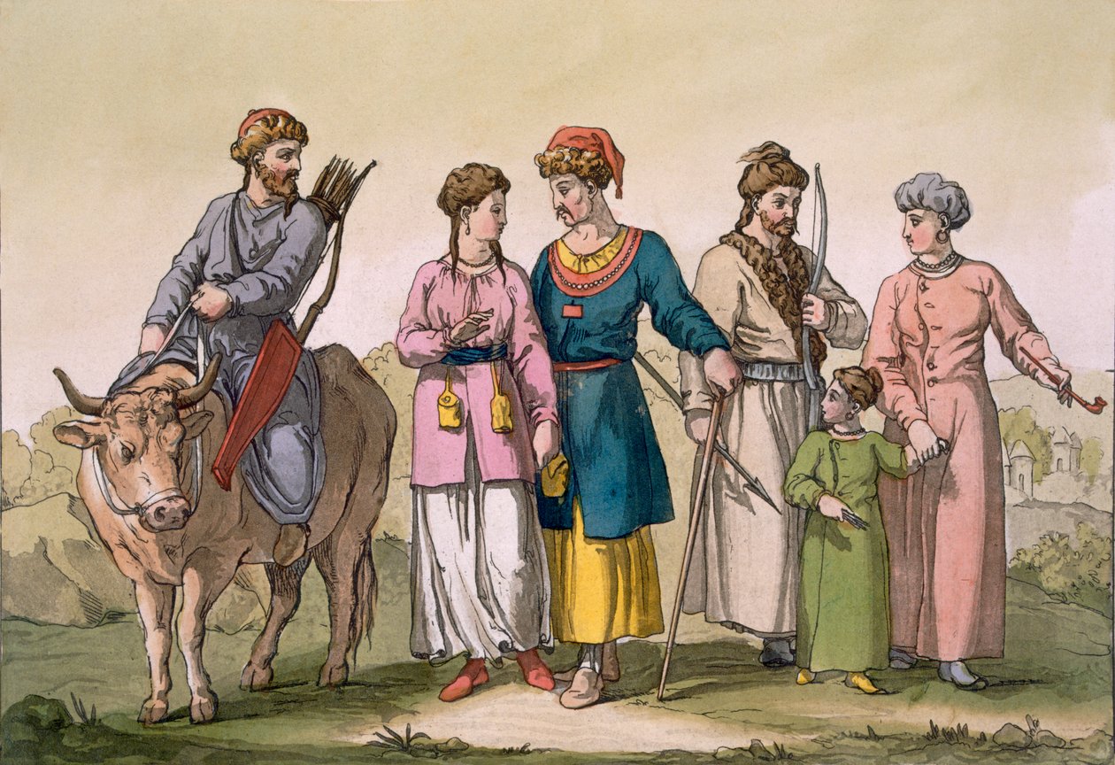 A krími taguri tatárok, Giulio Ferrario „Costume dei...” című filmjéből, 1820-as és 30-as évek körül alkotó: D.K. Bonatti