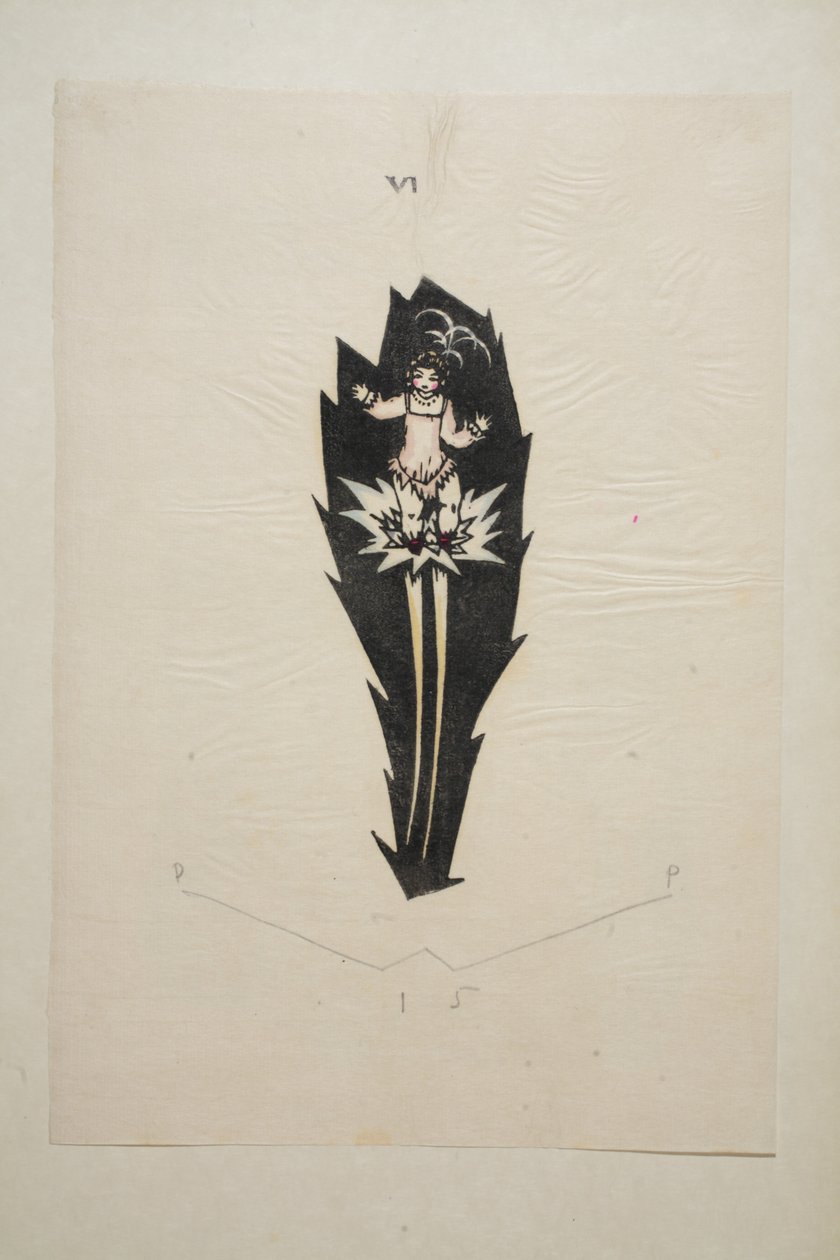 Tervezés, 6. tábla, 6. könyv, illusztráció: „Wiener Werkstatte Mode 191415”, pub. Eduard Kosmack, Bécs, 1914-1915 (kézzel színezett linómetszet) alkotó: Dagobert Peche